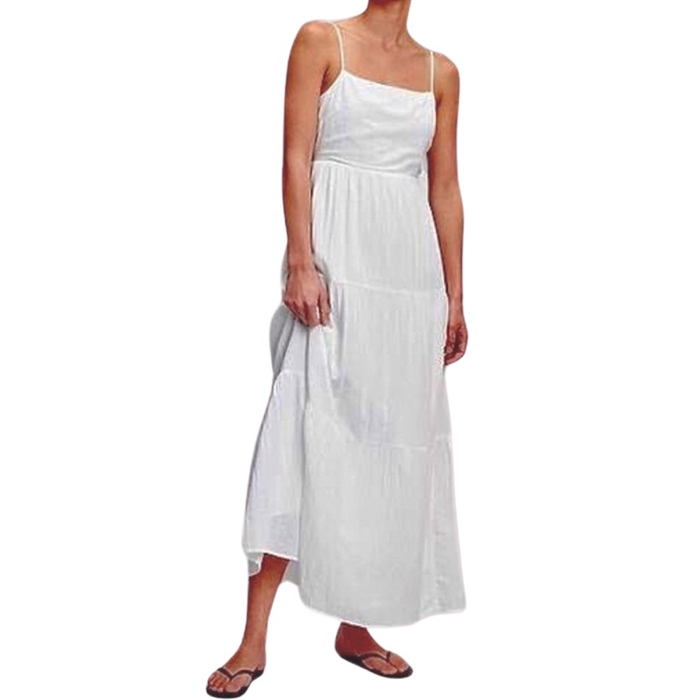 *NWT* GAP Squareneck Tiered White Maxi‎ Dress